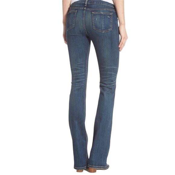 rag & bone Stiletto Boot Cut Jeans Women 31 Low Rise Bishop Blue Medium Wash Y2K - Picture 5 of 16